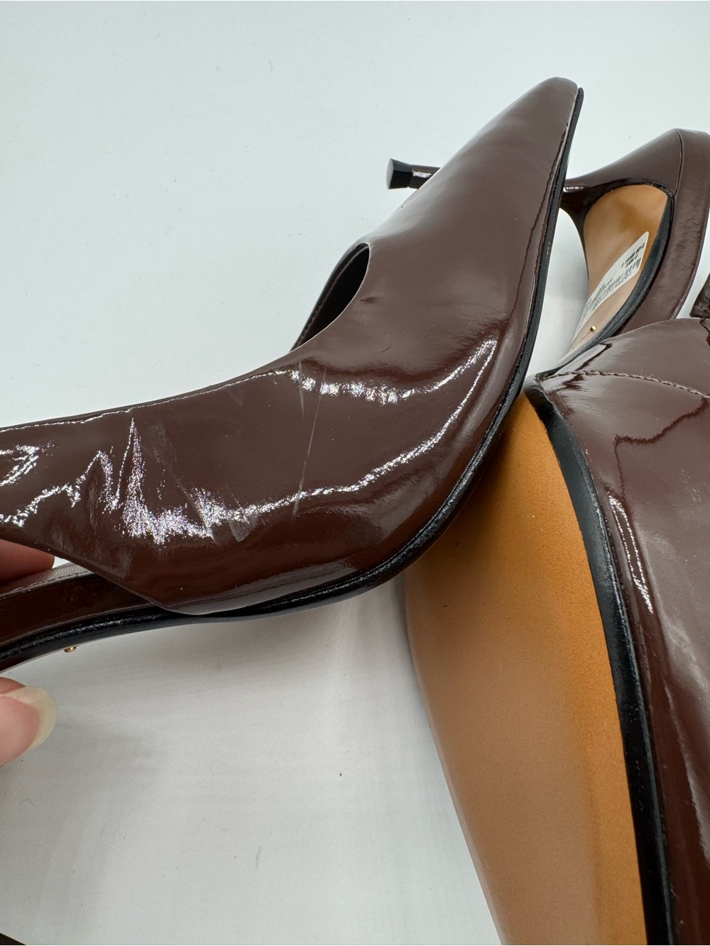 Schutz Paola 90MM Patent Leather Slingback Pumps Womens Size 8 Us Root Brown - Picture 7 of 8